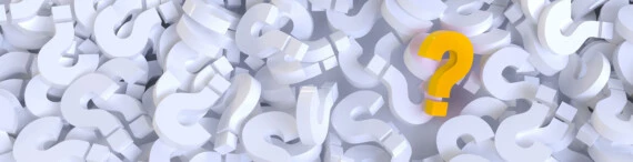 Yellow question mark surrounded by white question marks